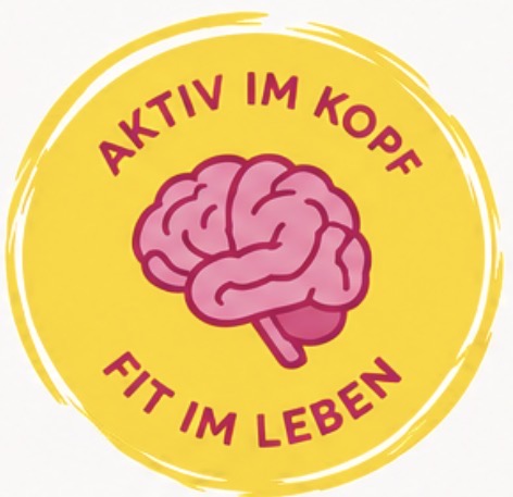 Gelber Kreis mit einem Gehirn in der Mitte